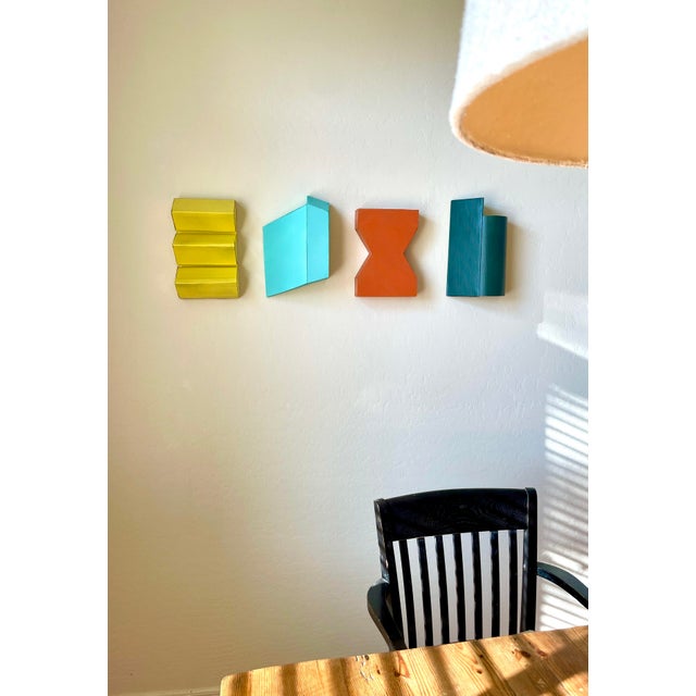Geometric Wall Sculpture in Light Blue For Sale In Phoenix - Image 6 of 6
