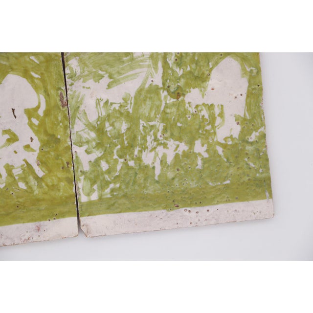 18th Century Set of Four Green Spongeware Tiles, Portuguese For Sale - Image 6 of 12