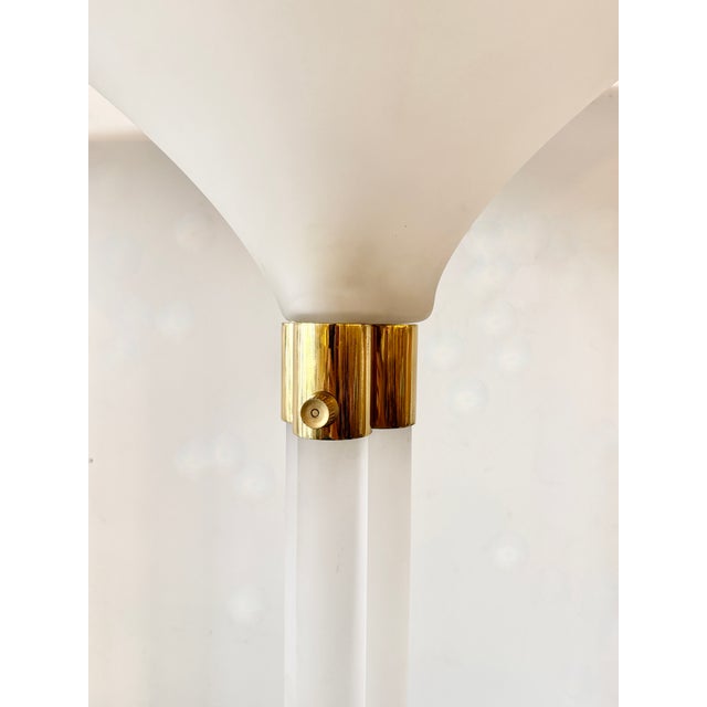 Pair of Sandblasted Lucite Torchieres by Karl Springer From 70's For Sale - Image 9 of 9