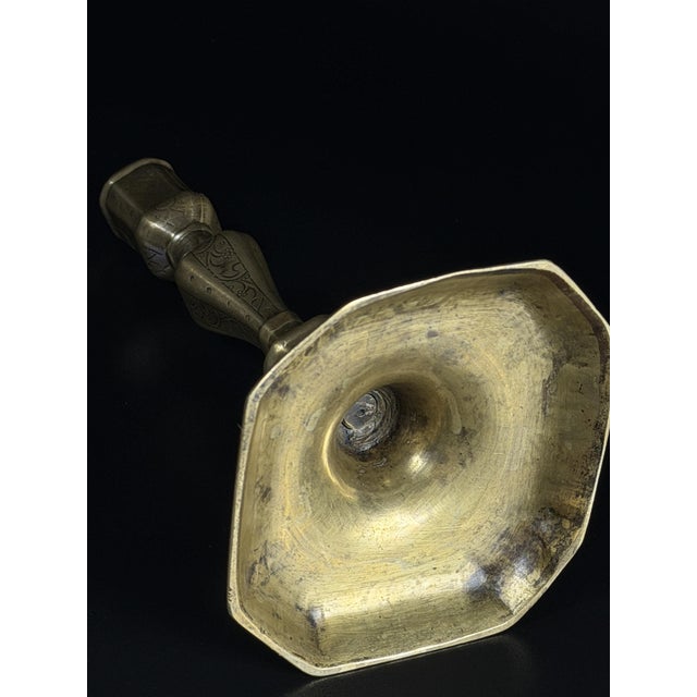 Baroque Engraved Brass Candlestick, 1700s For Sale - Image 10 of 11