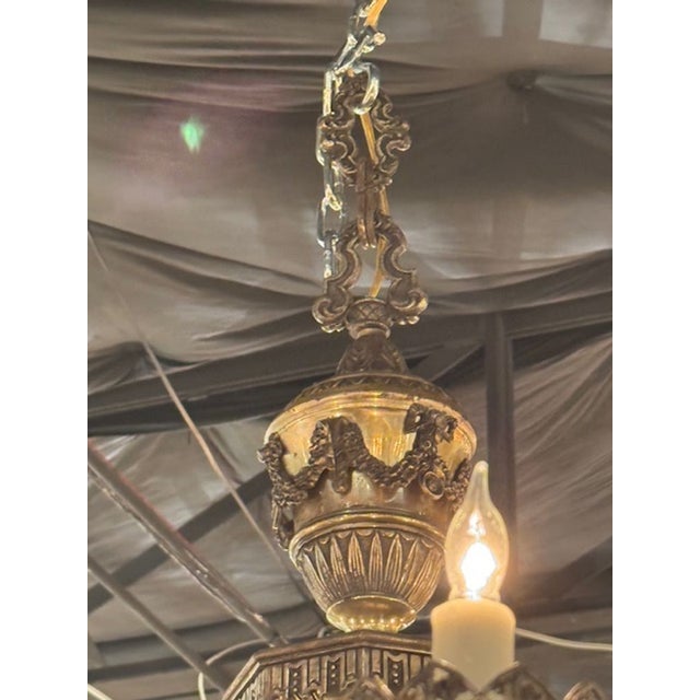 Metal Antique Silver Over Bronze Chandelier by Caldwell For Sale - Image 7 of 7