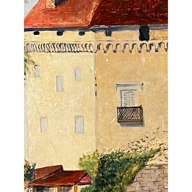 Framed Antique Italian Villa Landscape Oil on Board Painting For Sale - Image 4 of 10