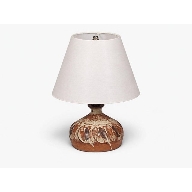 Mid-Century Modern 1970s Mid Century Modern Tingkeramik Følle, Small Table Lamp, Brown Glazed Stoneware For Sale - Image 3 of 11