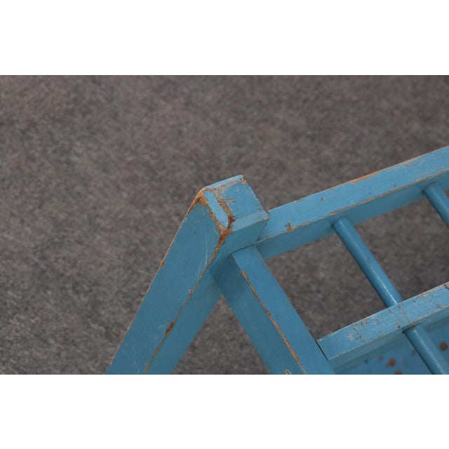 Primitive American Robin's Egg Blue Painted Wood Umbrella or Cane Stand For Sale - Image 12 of 17