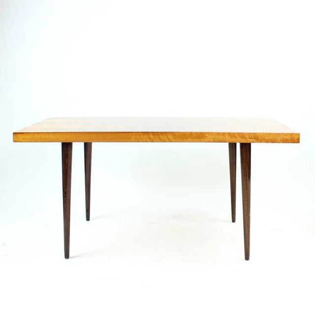 Long Walnut & Oak Coffee Table, Czechoslovakia, 1960s For Sale - Image 10 of 11