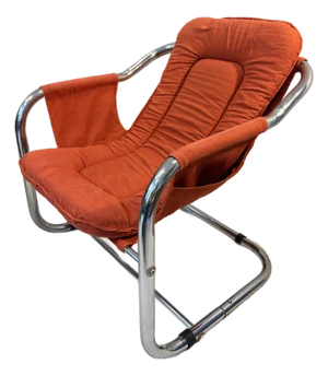 Pair (2) of 1970s Mid-Century Modern Attributed Vecta Zermatt Chrome and Canvas Sling Chairs