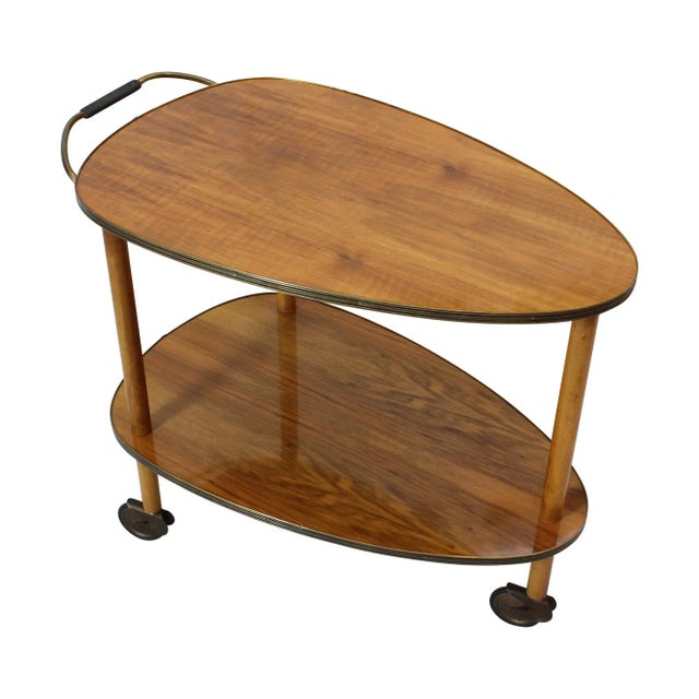 Brown Vintage Walnut Serving Cart, 1950s For Sale - Image 8 of 9
