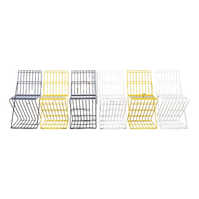 Brutalist Stackable Chairs in Iron, Italy, 1970s, Set of 6 For Sale