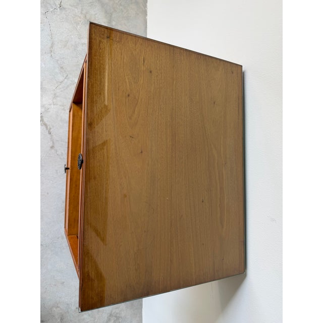 Brown 1960’s Mid-Century Modern Nightstand With Two Dovetailed Drawers and Glass Top For Sale - Image 8 of 12