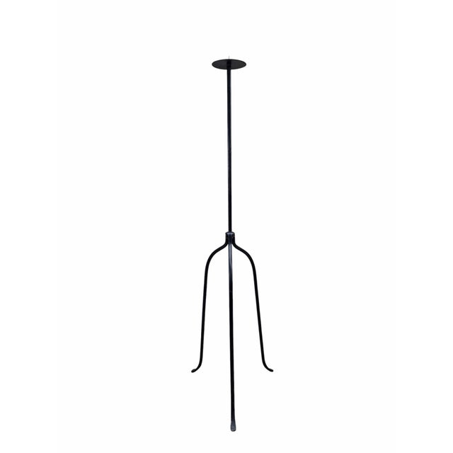 Metal Vintage Black Iron Nail-Top Candle Stands – Set of 3 For Sale - Image 7 of 11