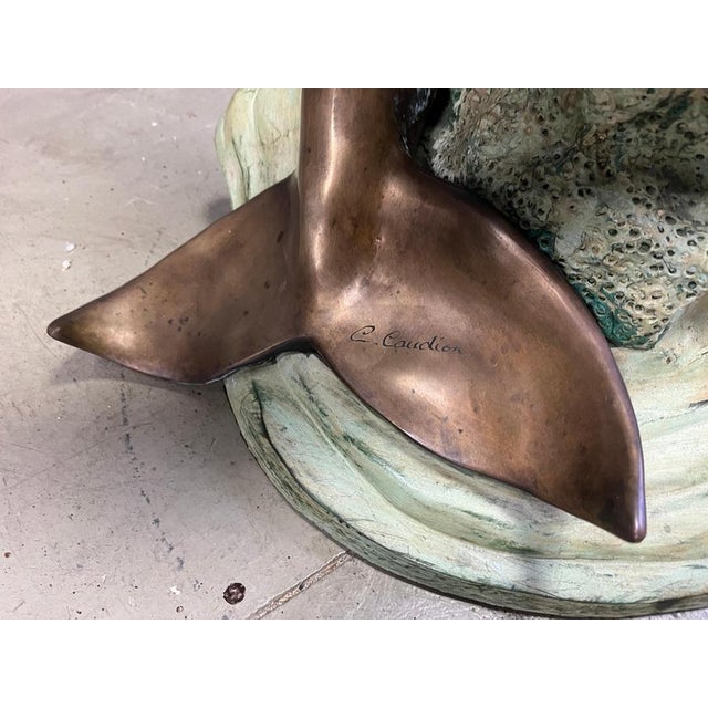 Bronze Dolphin Coffee Table by C. Caudion, 1960s For Sale - Image 13 of 17