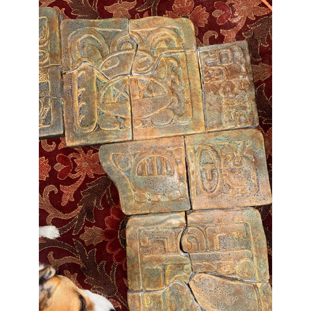 1930s Vintage Calco Mayan Glyph Revival Fireplace Surround For Sale - Image 5 of 12