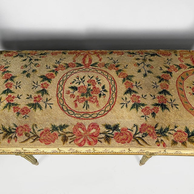 Italian Bench in Wood and Fabric, 1800s For Sale - Image 11 of 18