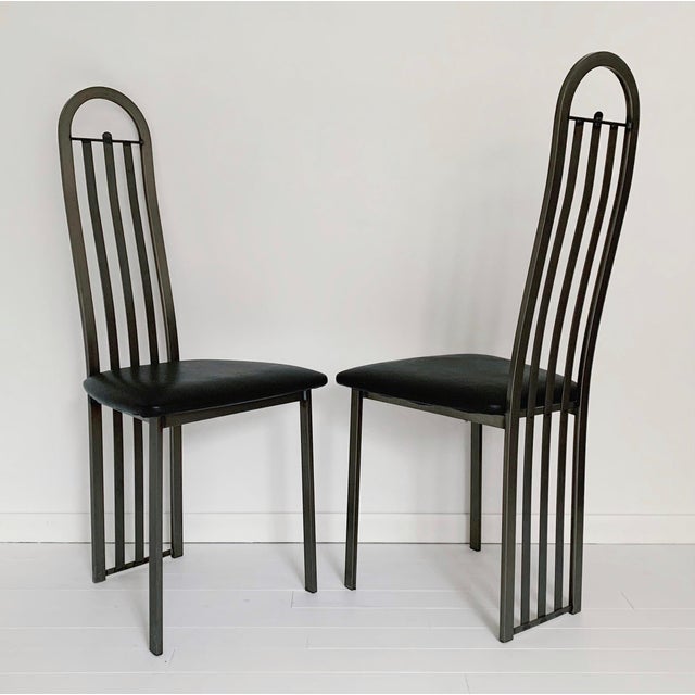 Set of 4 Vintage Metal High Back Dining Chairs Chairish