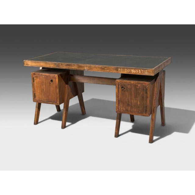 Pierre Jeanneret, French Mid-Century Modern, 8-Leg Writing Desk, Teak, Leatherette, Chandigarh, India c. 1960s A very rare...