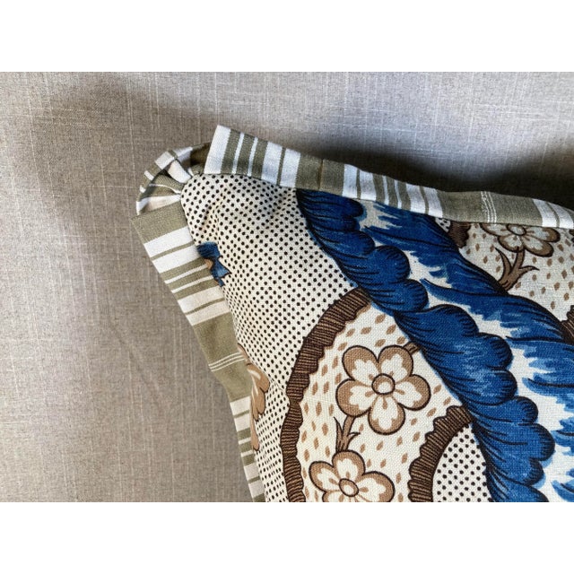 2020s Vintage Printed Linen Floral Pillow For Sale - Image 5 of 8