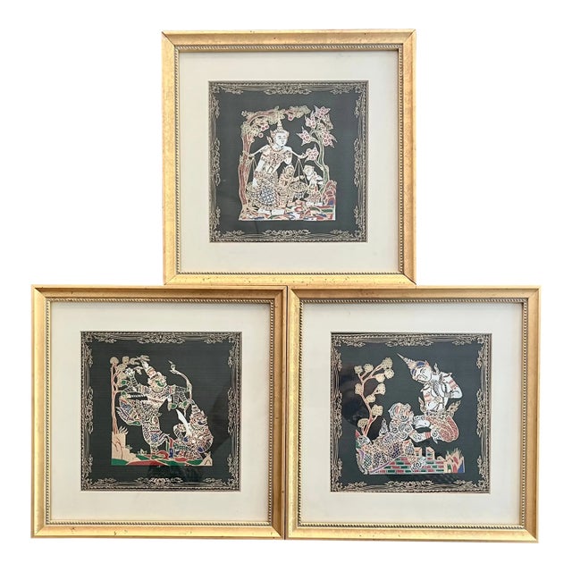 Silk Paintings Thai Mythological Set,3 For Sale
