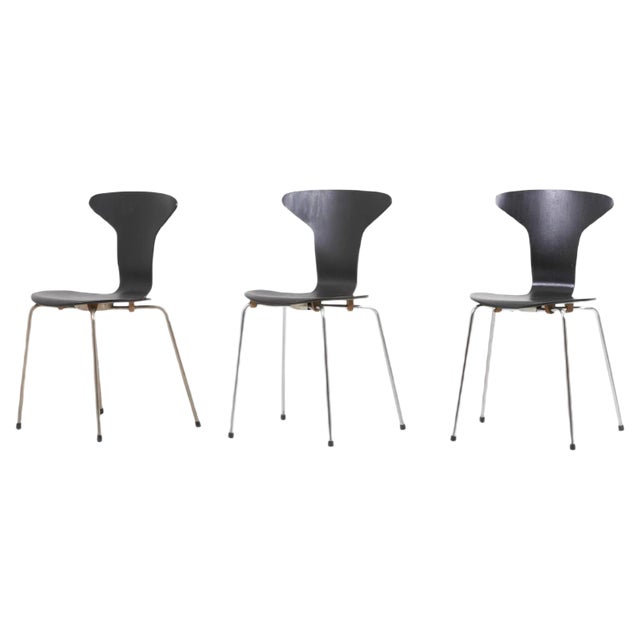 Mosquito Munkegård Dining Chairs by Arne Jacobsen for Fritz Hansen, Denmark, 1950s, Set of 3 For Sale