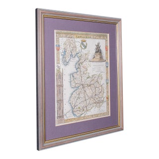 Antique County Map of Lancashire, English, Framed Cartography, Moule, Victorian For Sale