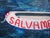 Moisés Villafuerte "Salvame" Blue, Pink, and Red Abstract Contemporary Seascape Painting with Texts, 2022 For Sale