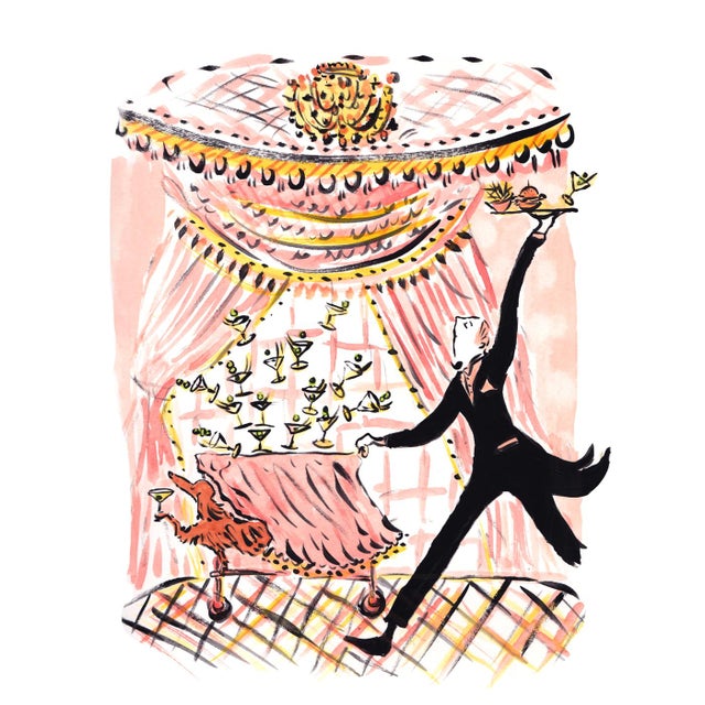 "Martini Cart Express" Contemporary Original Whimsical Figurative Print by Pauline de Roussy de Sales For Sale - Image 4 of 4