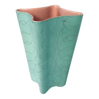 MCM Aqua Shawnee Vase For Sale