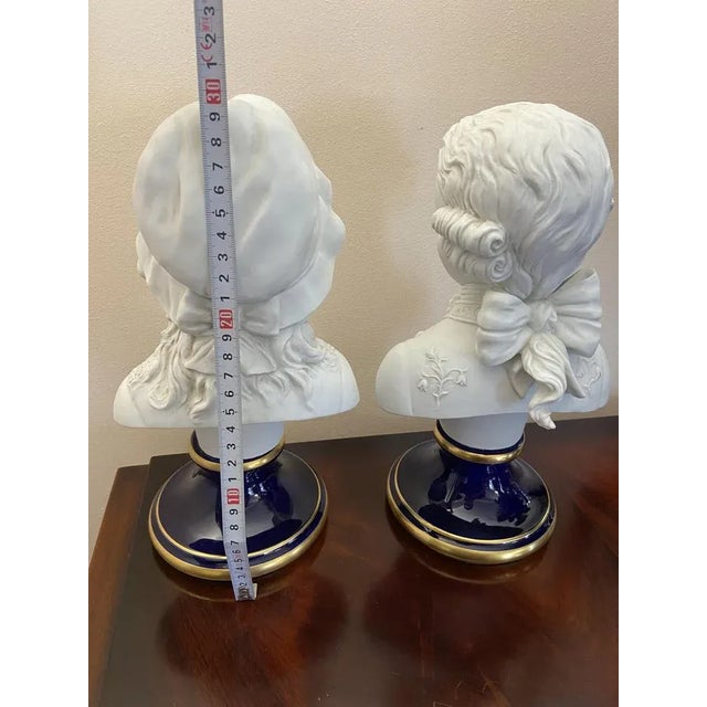 Blue Porcelain Busts, Italy, 1980s, Set of 2 For Sale - Image 8 of 12