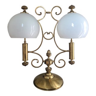 Mid-Century 1950s Brass Double Arm Table Lamp For Sale