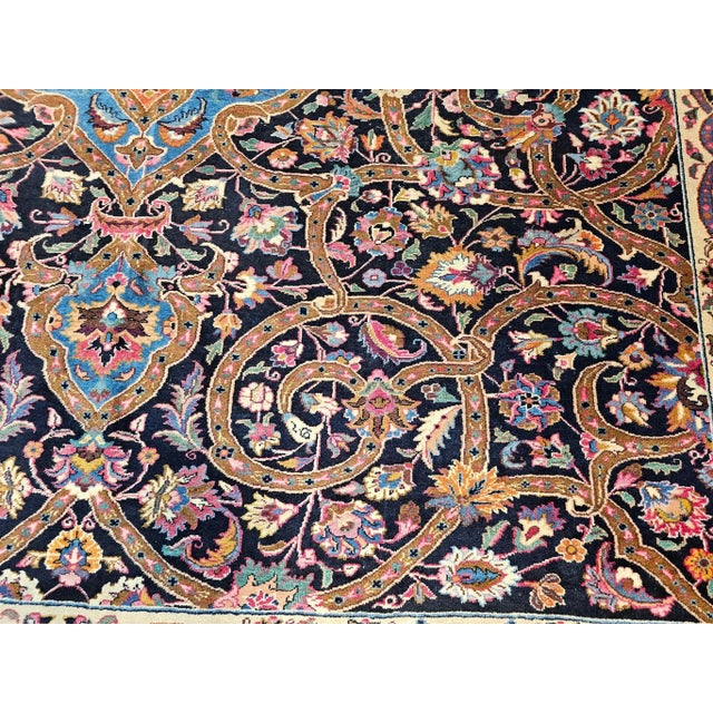 Vintage Persian Khorassan Rug, Handwoven Floral Pattern, Navy & Turquoise, 10’ X 12’ For Sale - Image 10 of 12