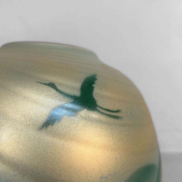 Japanese Vase with Cranes Saikyū-Gama, 1980 For Sale - Image 6 of 14