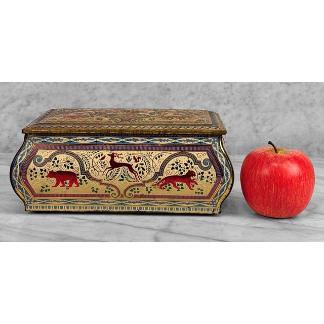 An English Traditional Animal Hunt Tin Box, c.1950's - Pairs Nicely with Many Traditional & Eclectic Interiors - Designed...