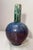 Vintage Large Tall Signed Tom Neugebauer Blue Green Raku Blackware Pottery Vase For Sale - Image 4 of 13
