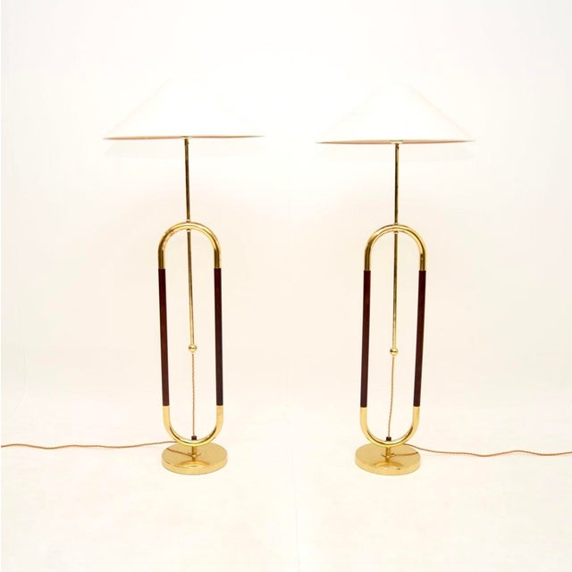 Bergboms Vintage Swedish Brass and Birch Floor Lamps from Bergboms, 1970s, Set of 2 For Sale - Image 4 of 11