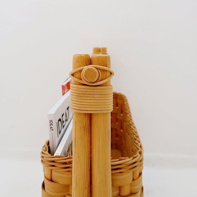 Vintage Bohemian Style Bamboo Magazine Rack, 1970s For Sale - Image 4 of 11