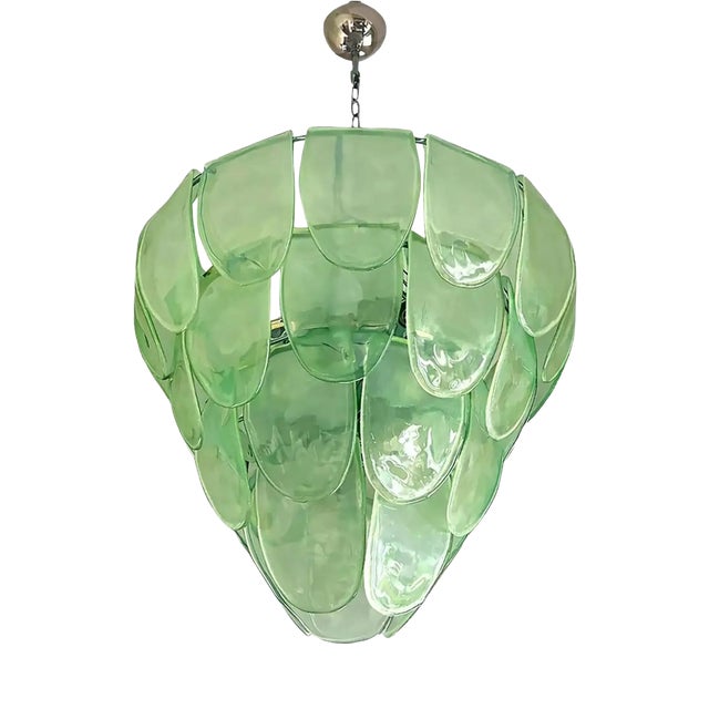 Modern Green Petal Murano Glass Chandelier by Simoeng For Sale