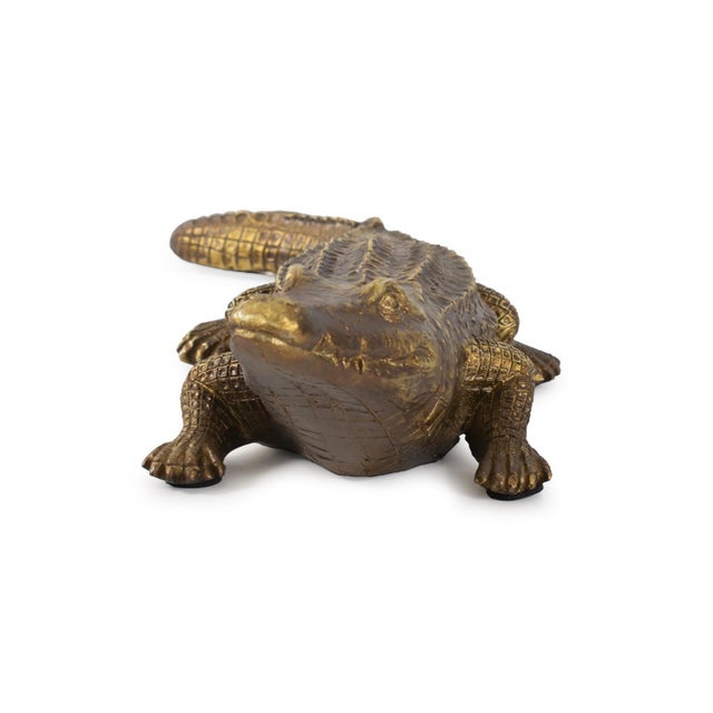 Antiqued Gold Crocodile Sculpture For Sale - Image 10 of 11