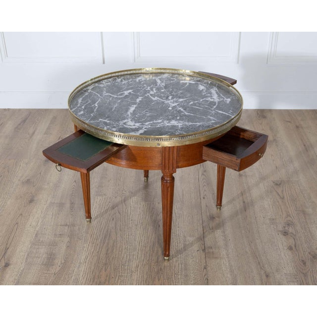 Mid 20th Century French Louis XVI-Style Mahogany Bouillotte Table with Marble Top, Early 20th Cen For Sale - Image 5 of 8
