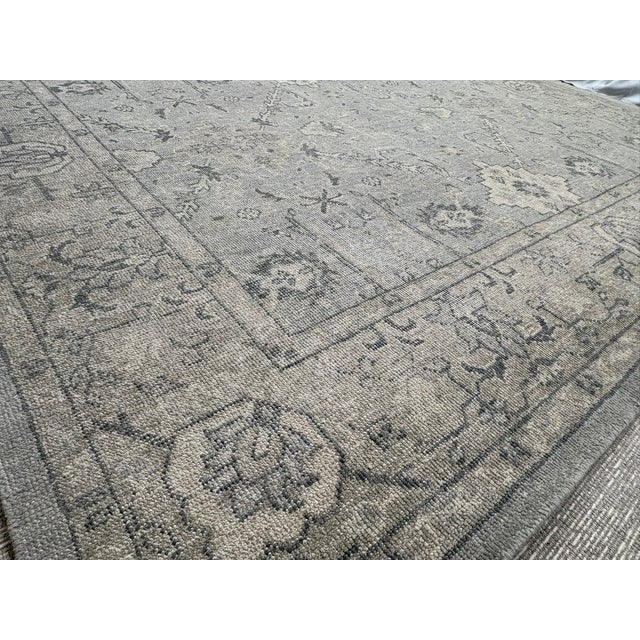 Contemporary Rh Allegra Wool Rug – 8x10 Silver / Sand | Hand-Knotted | Oushak-Inspired Design For Sale - Image 3 of 18