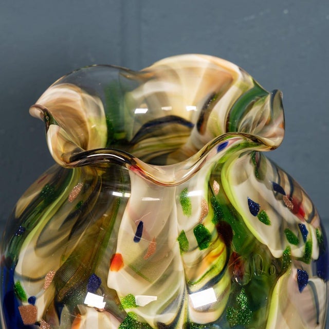Vintage Italian Hand Blown Millefiori Glass Vase, Murano, 1990s For Sale - Image 16 of 18