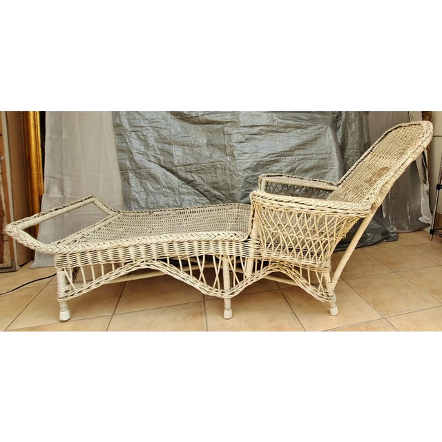 1920's White Wicker Chaise Lounge Chairish