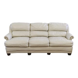 ​Hancock & Moore Austin White Leather High Back Sofa For Sale