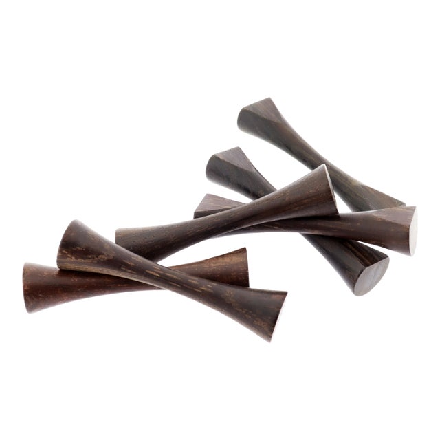 Set of 6 Saap Danish Modern Rosewood Turned Wooden Knife Rest by Michael Bloch For Sale