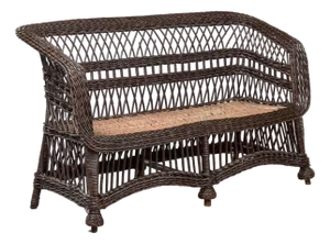 Victorian Wicker Settee With Diamond Lattice Weave