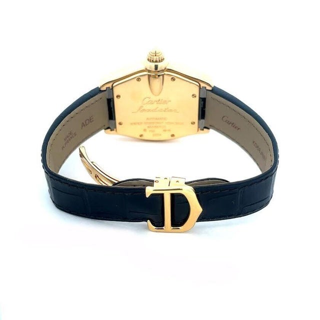 Late 20th Century Cartier Roadster Santos Men's Watch Automatic 18k Gold Leather Band Ref.2524 For Sale - Image 5 of 11