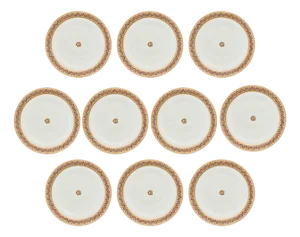 Antique English Hand-Enameled Royal Worcester 10" Dinner Plates - Set of 10