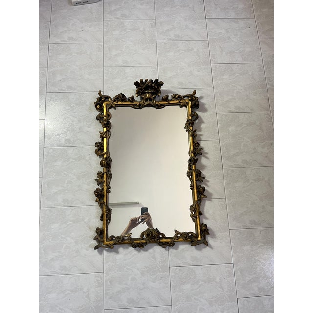 French Carved Gilt Wood Wall Mirror, 1930s For Sale - Image 11 of 12