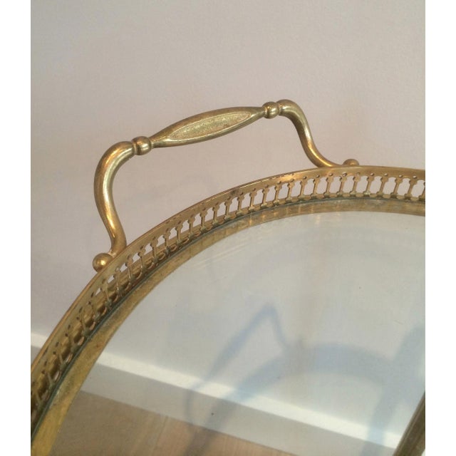 1940s Oval Brass Drinks Trolley in The Style of Maison Jansen. Circa 1940 For Sale - Image 5 of 7