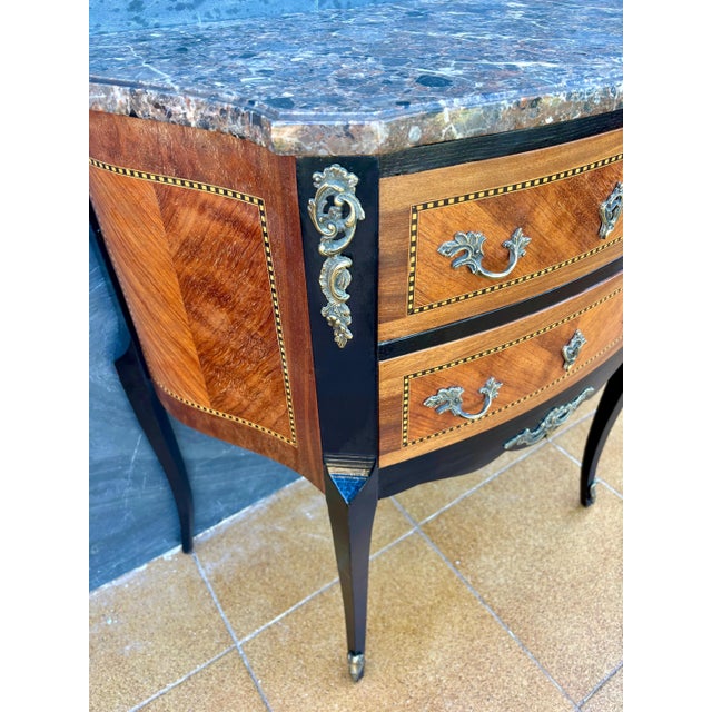 Brown French Louis XV Style Marble Top Petite Commode, Mid-20th Century For Sale - Image 8 of 8