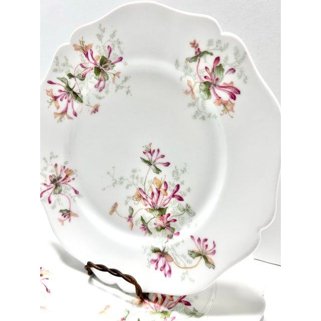Limoges, France Limoges Haviland Porcelain Dinner Plates – Hand Painted Honeysuckle Floral - Set of 4 For Sale - Image 4 of 8
