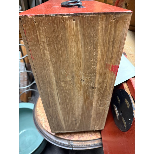 Burnt Orange Antique Japanese Tansu Campaign Style Clothing Chest For Sale - Image 8 of 12